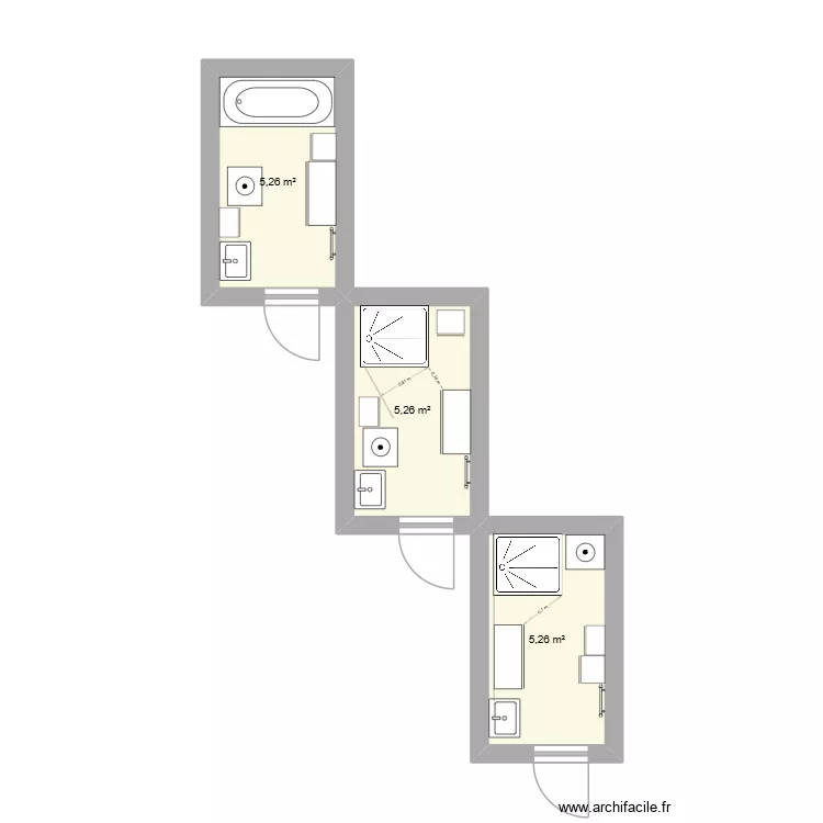 SdB Lolo. Plan de 3 et 16 m² SdB Lolo. Plan de 3 et 16 m²