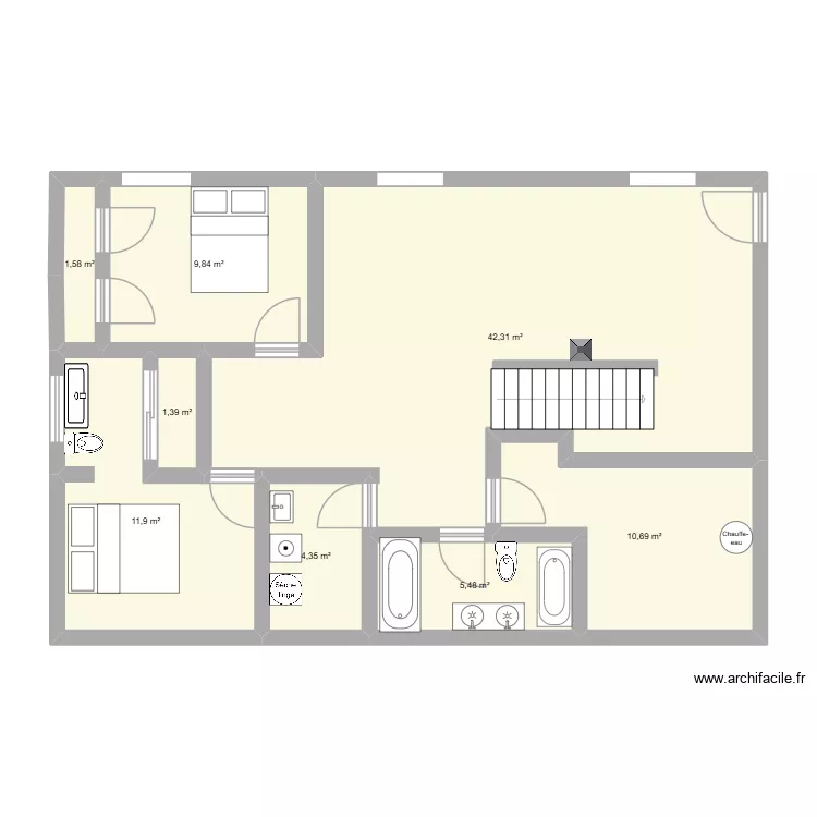 Sous-sol Magnan. Plan de 8  et 88 m²