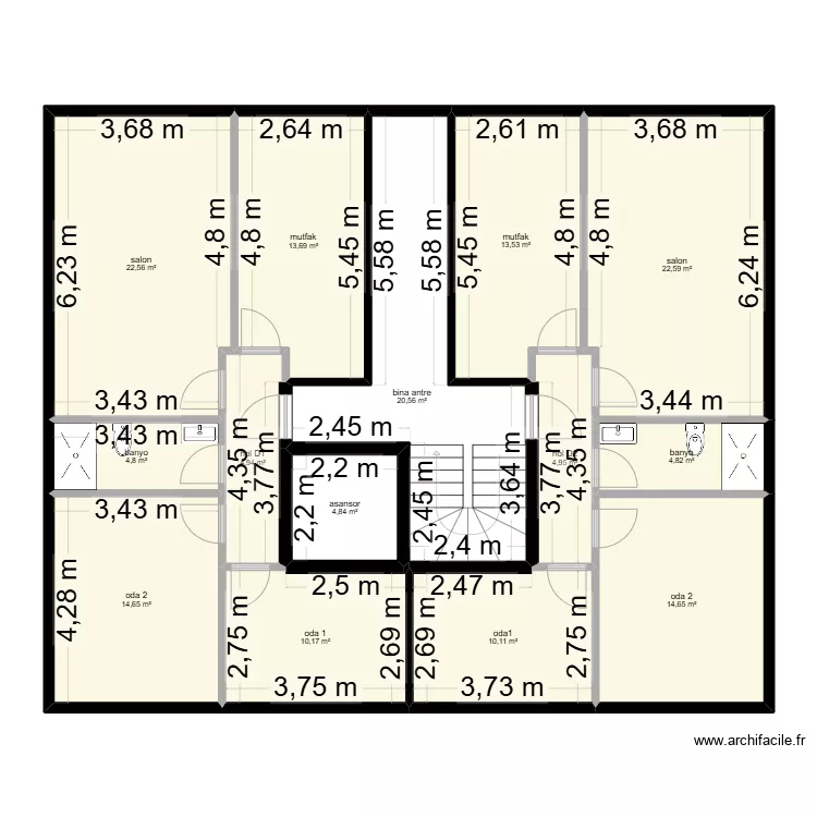 1255 ada 5 parsel bah&ccedil;e kat B blok. Plan de 