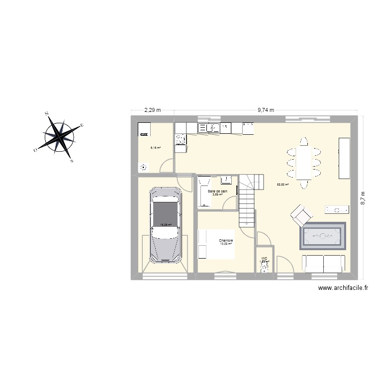 plan1. Plan de 6 pièces et 88 m2