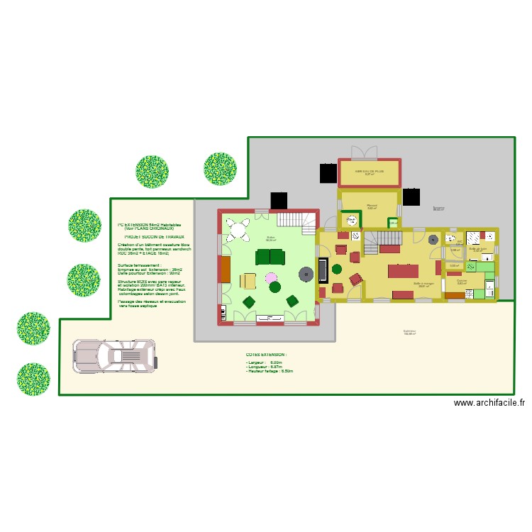 PROJET EXTENSION DETAIL SUCCIN. Plan de 13 pièces et 339 m2