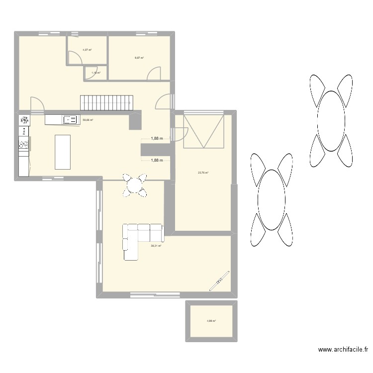 PLAN DE BASE 2. Plan de 7 pièces et 141 m2