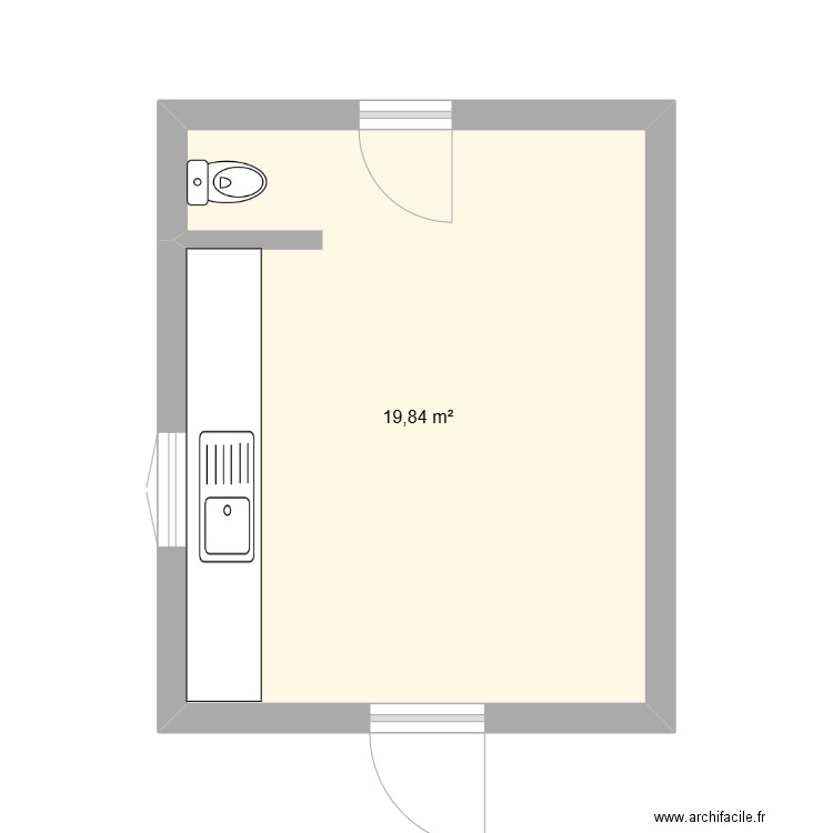DEPENDANCE. Plan de 1 pièce et 20 m2