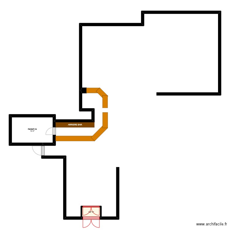 bar gabriella. Plan de 2 pièces et 12 m2