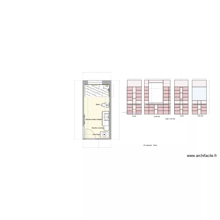Salle de Bains RDC futur douche 1800x900 V1. Plan de Salle de Bains RDC futur douche 1800x900 V1. Plan de