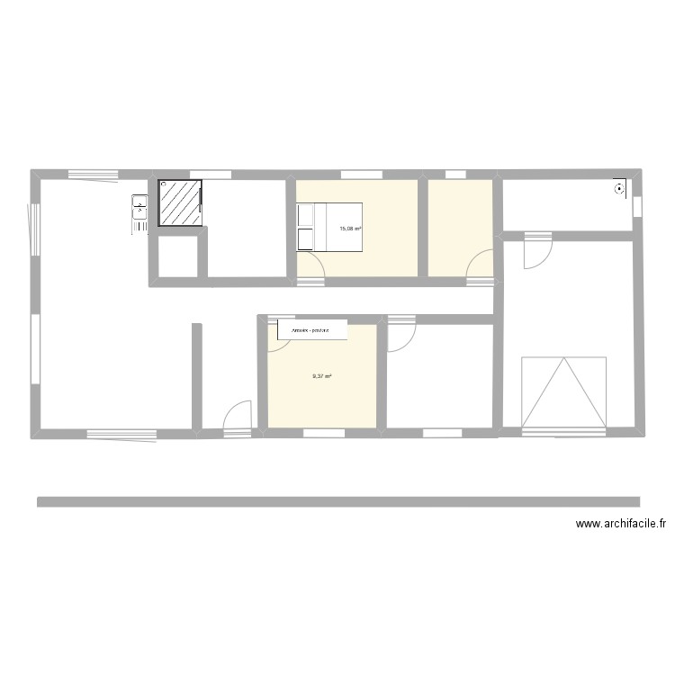 DOMVALLIER 2. Plan de 2 pièces et 24 m2