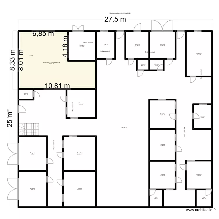 LOT 208 titre 1930 construction existante. Plan de 22  et 642 m²