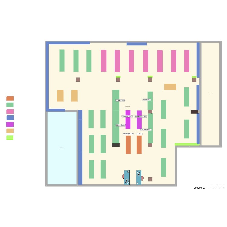 Seliana librairie. Plan de 3 pièces et 526 m2