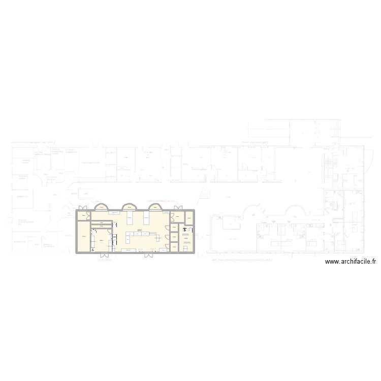 Salle chancellerie. Plan de 15 pièces et 155 m2