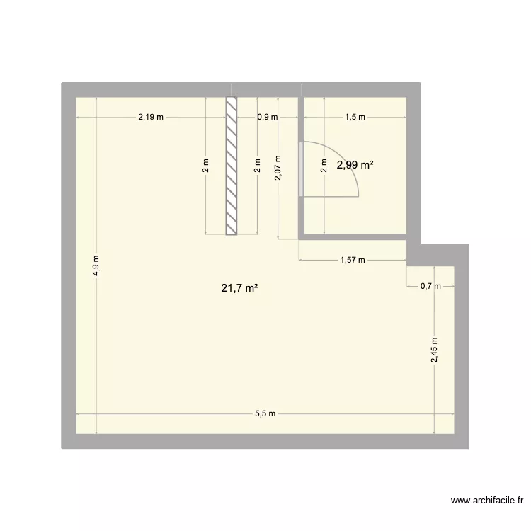 JUVISY. Plan de 2 Pièces et 25 m²