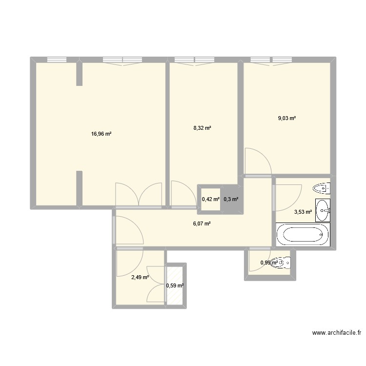 Apprtement/Loge. Plan de 10 pièces et 49 m2