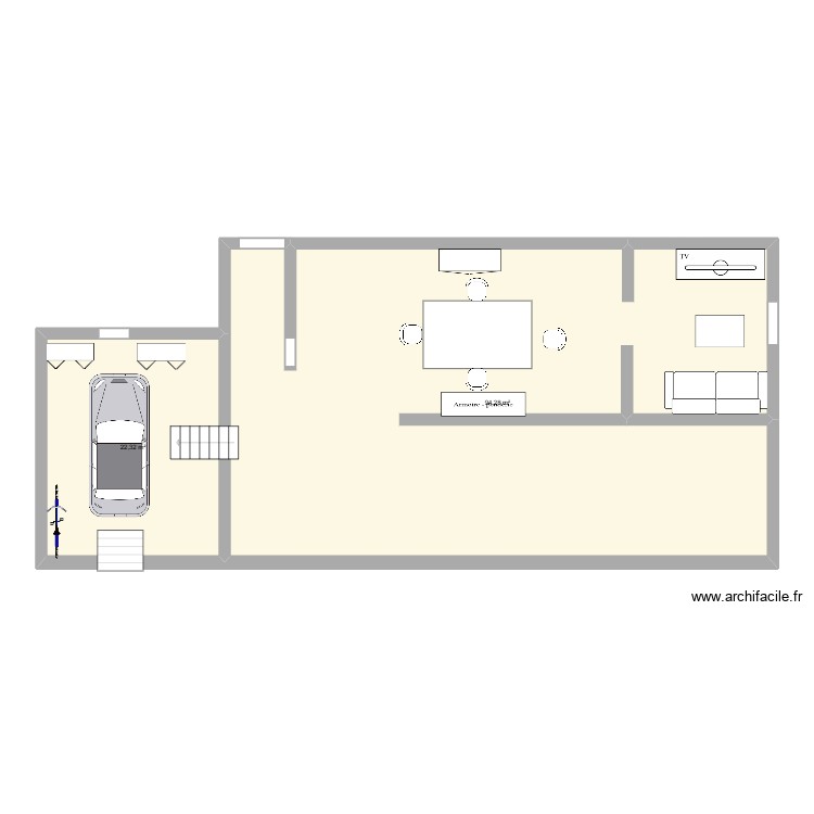 Maison. Plan de 2 pièces et 117 m2