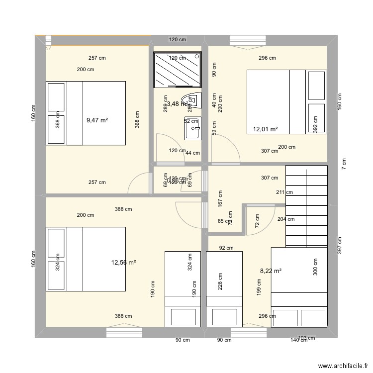 Etage bourglastic wc Etage plus douche sans cotes . Plan de 0 pièce et 0 m2