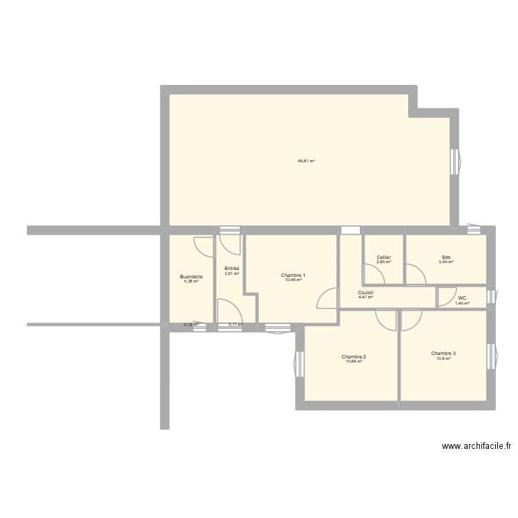 55m². Plan de 12 pièces et 104 m2