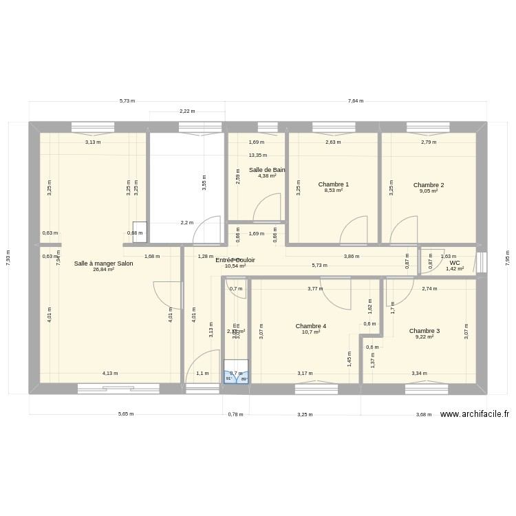 Chambard Charles Etage avant modification. Plan de 16 pièces et 197 m2