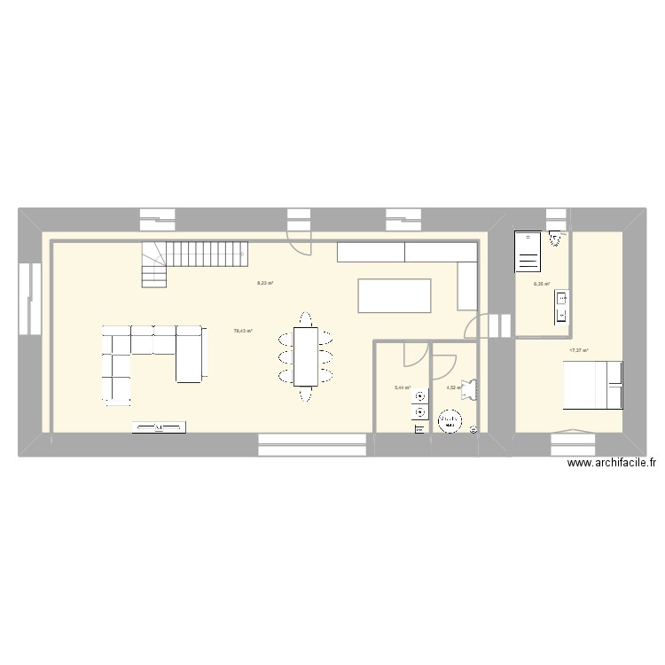 Grange Meillets idée n 2. Plan de 6 pièces et 120 m2