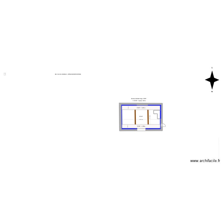 Calcul -Planché etage. Plan de 2 pièces et 67 m2