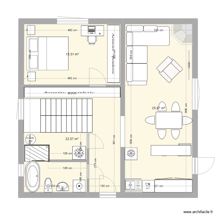 Дом - Plan 4 pièces 57 m2 dessiné par Olga1970