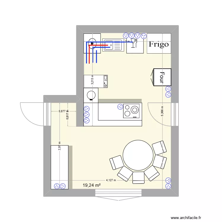 dom. Plan de 1 Pièce et 19 m²