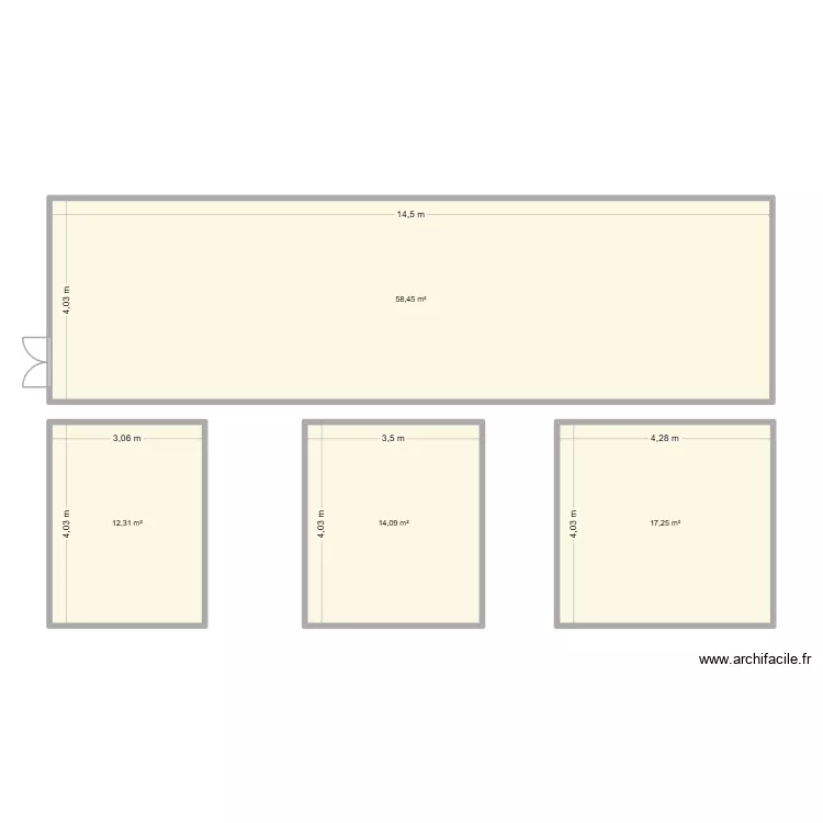 Atelier N&deg;59 avec mezzanine. Plan de 