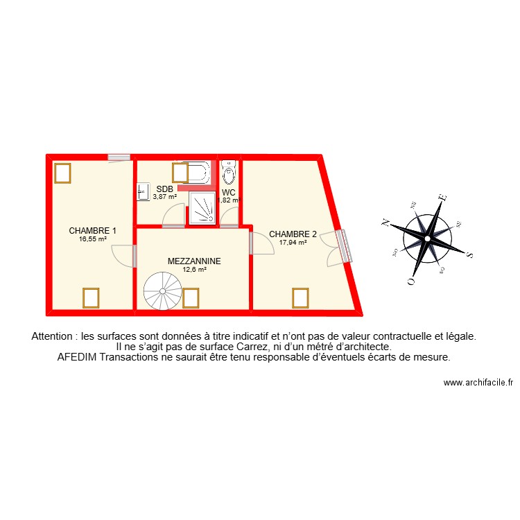 BI 27400-. Plan de 9 pièces et 126 m2