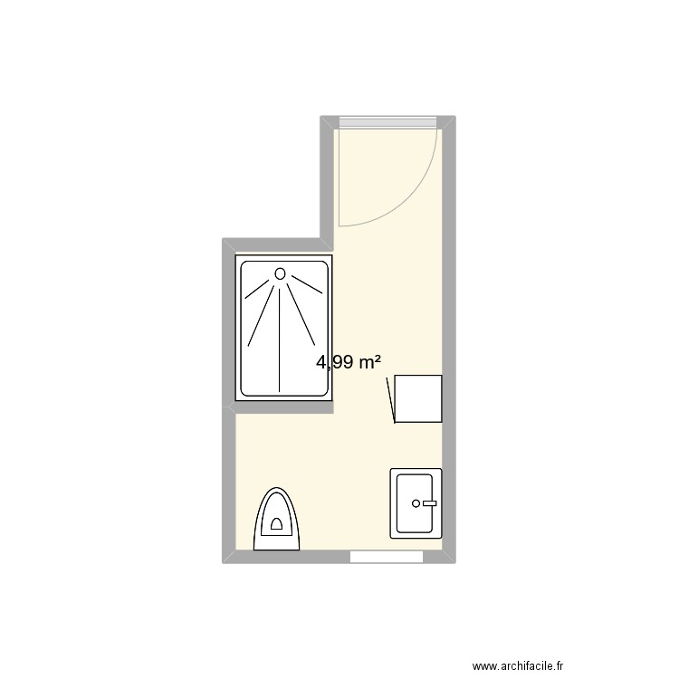 SDB. Plan de 1 pièce et 5 m2