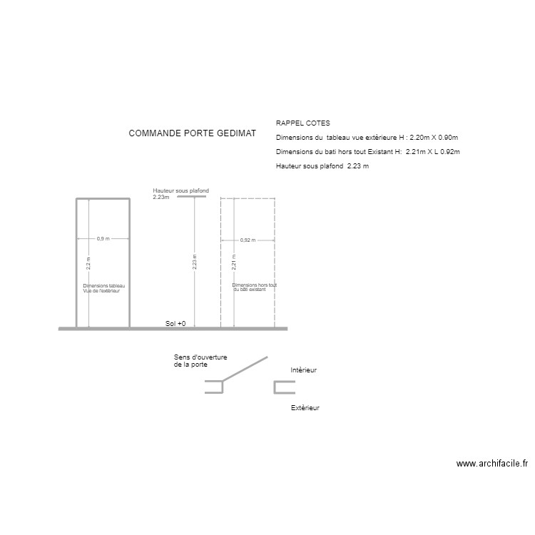 PORTE GEDIMAT. Plan de 1 pièce et 2 m2