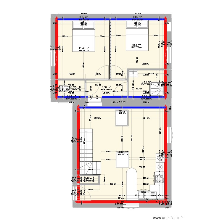 dernier 2. Plan de 21 pièces et 60 m2