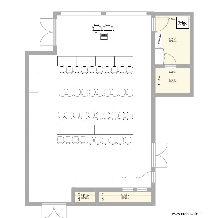 Ory 50 chaises avec buffet et tables. Plan de 0 pièce et 0 m2 Ory 50 chaises avec buffet et tables. Plan de 0 pièce et 0 m2