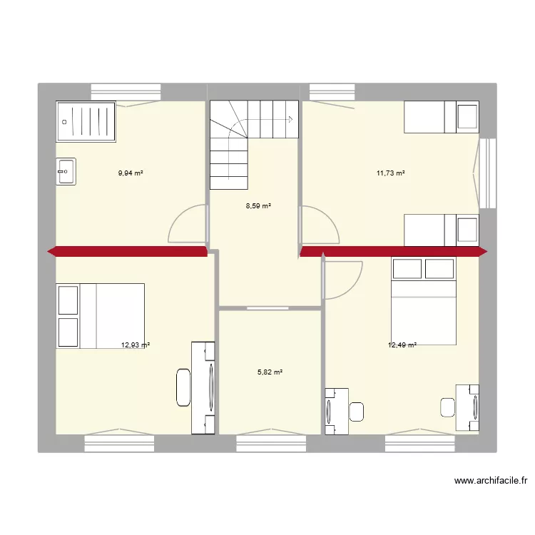 maison pordic etage 1. Plan de 6  et 62 m²