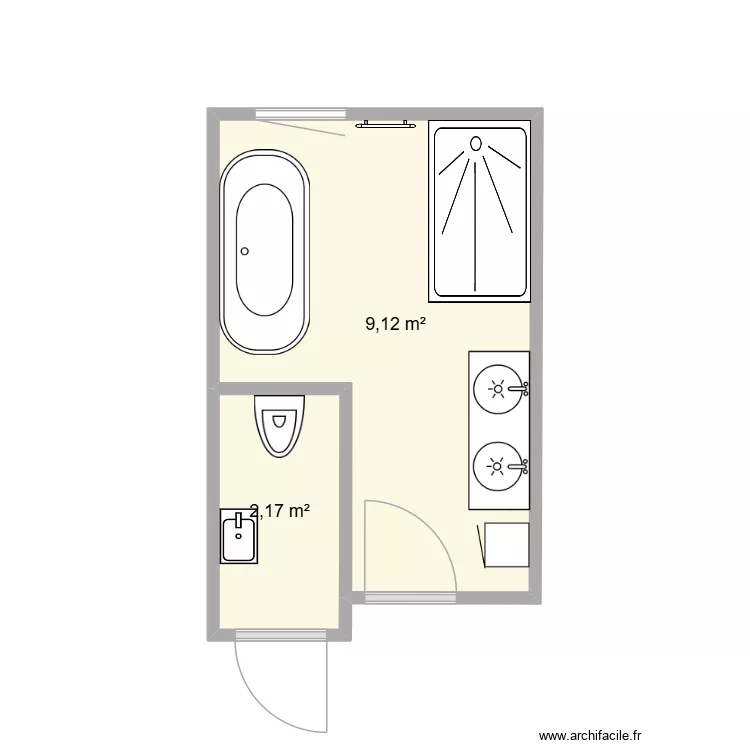COLLOT SDB 2. Plan de 2  et 11 m²