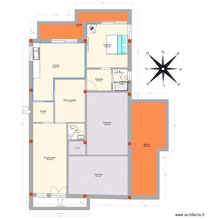 Mehrez 2éme Etage Ezzahra. Plan de 13 pièces et 161 m2