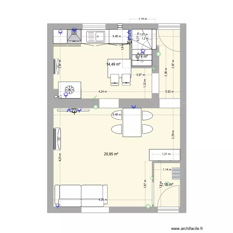 salon cuisine 1. Plan de 4 et 38 m² salon cuisine 1. Plan de 4 et 38 m²