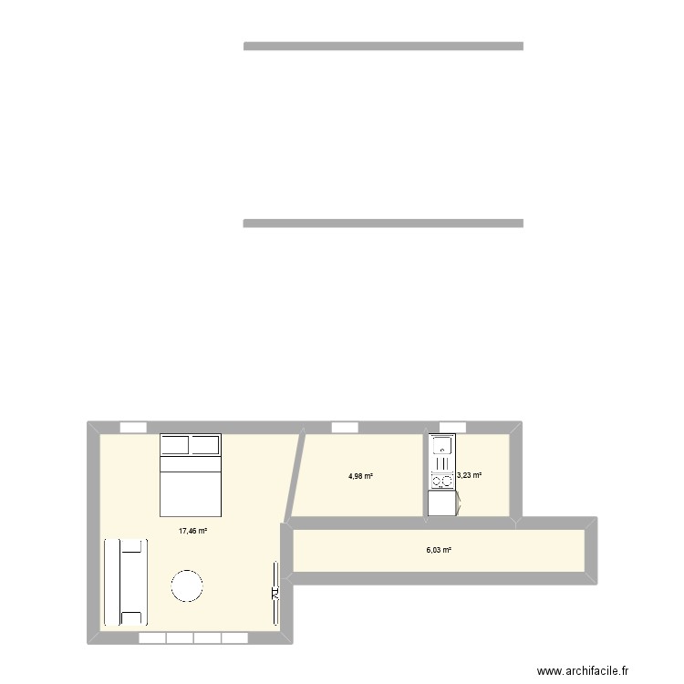 Appart. Plan de 4 pièces et 32 m2