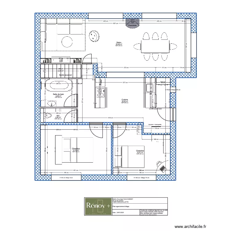 Plan agencement habitation Herouvillette v3. Plan de 