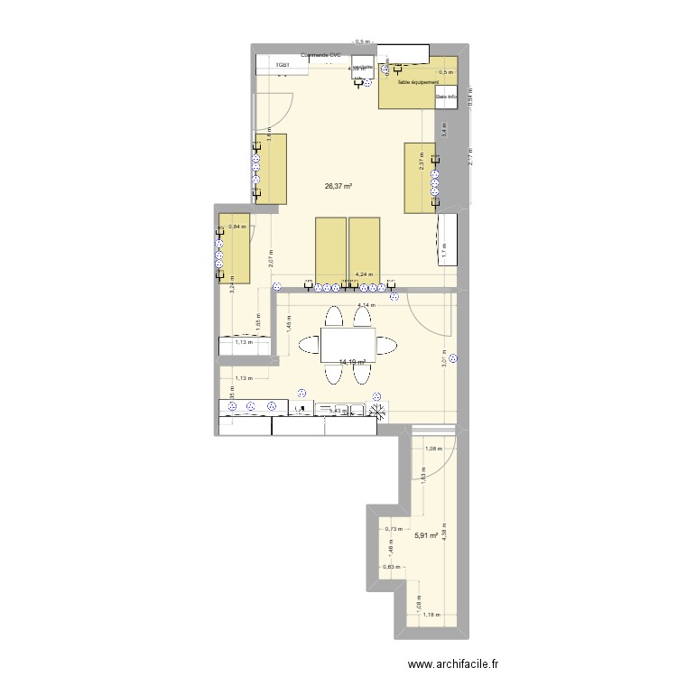 SMI CBL V3. Plan de 3 pièces et 46 m2