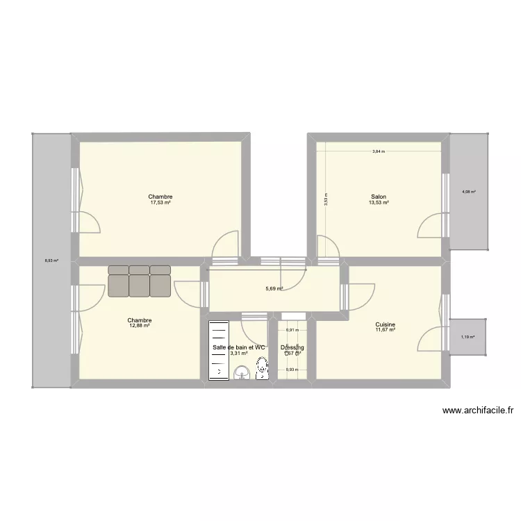 Bakin stan 1. Plan de 7 Pièces et 66 m² Bakin stan 1. Plan de 7 Pièces et 66 m²
