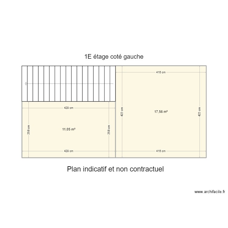 1e etage gauche. Plan de 2 pièces et 29 m2