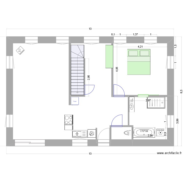 BREI-1 La Cuisine. Plan de 4 pièces et 87 m2