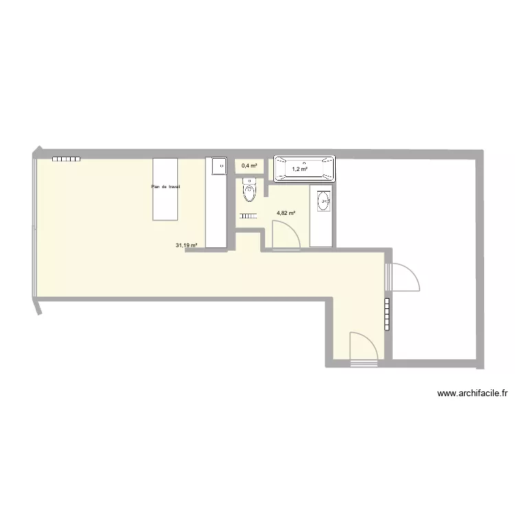quiberon transform&eacute;. Plan de 4  et 38 m²