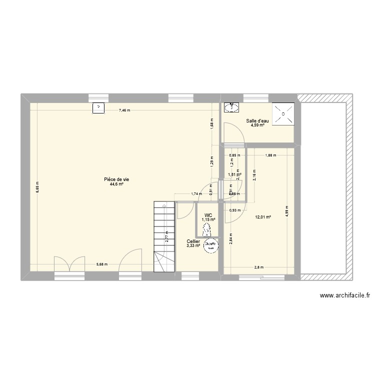 Tiphaine2. Plan de 6 pièces et 67 m2