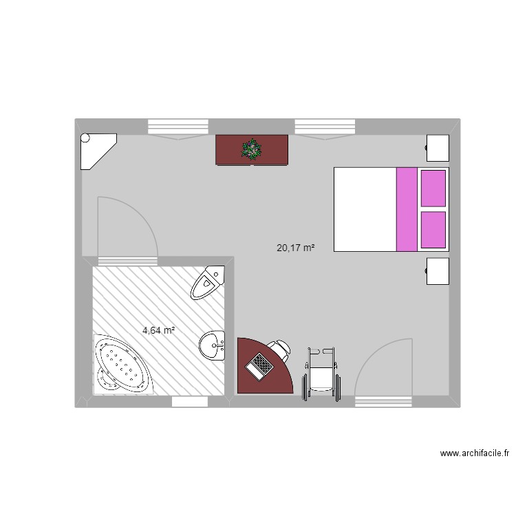 art. Plan de 2 pièces et 25 m2
