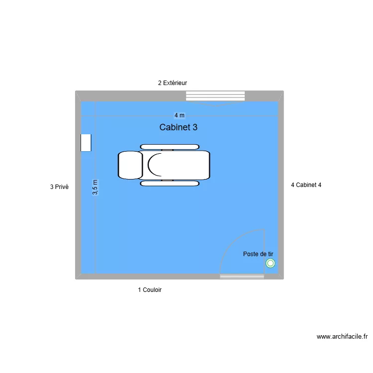 10475 Cabinet 3. Plan de 1  et 14 m²