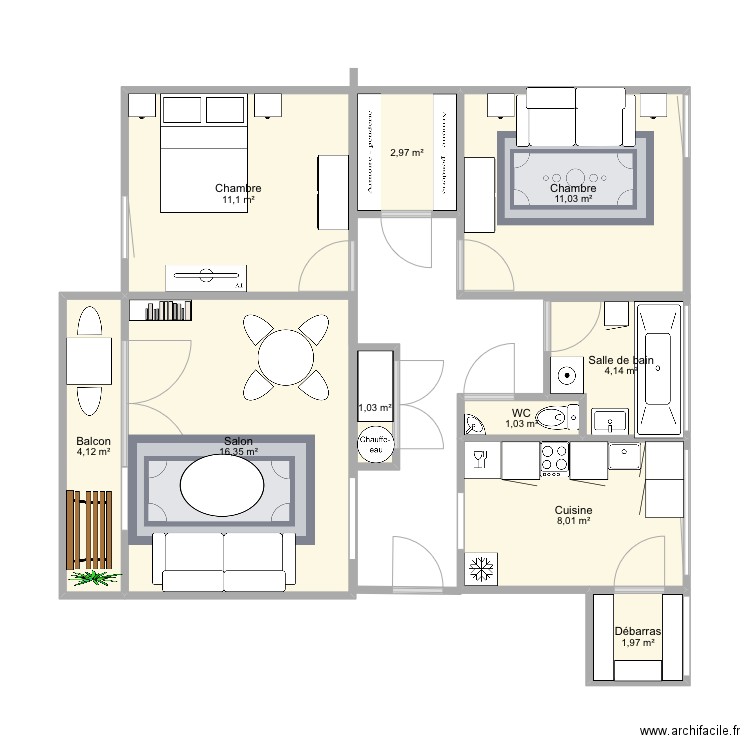 Appartement. Plan de 10 pièces et 62 m2
