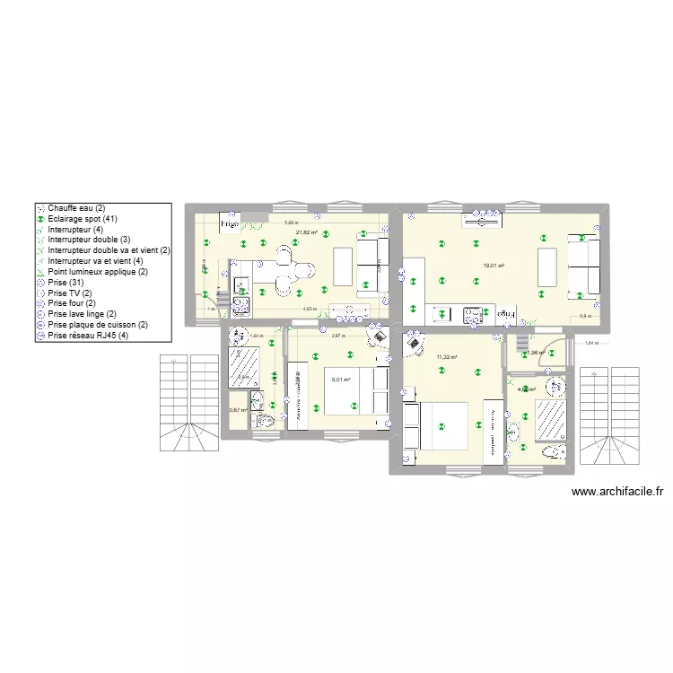 Vanessa. Plan de 7 pièces et 68 m²
