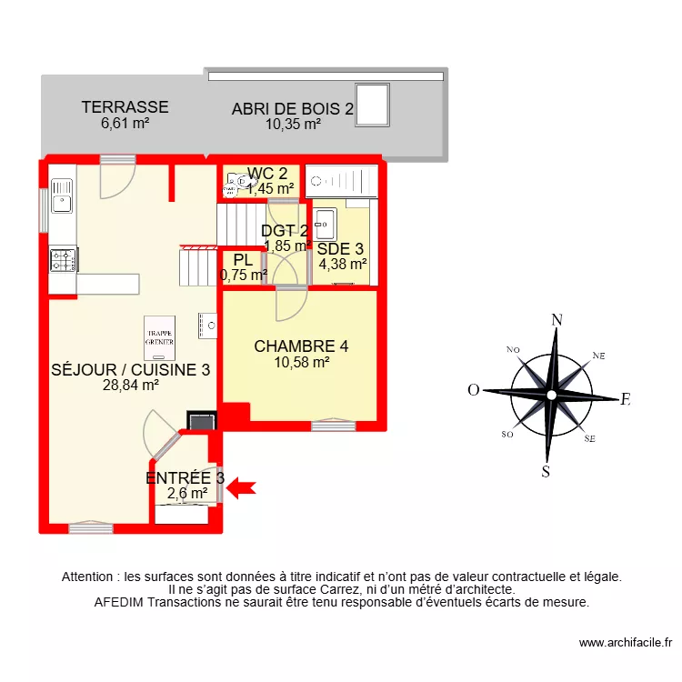 BI 30989 -. Plan de 52  et 334 m²