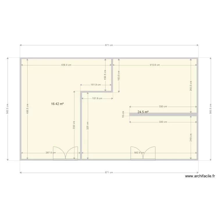 beuil sous sol. Plan de 2 Pièces et 41 m²