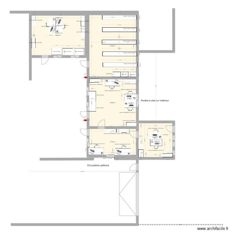 Etude 1 voltaire Bureaux. Plan de 5 pièces et 135 m2