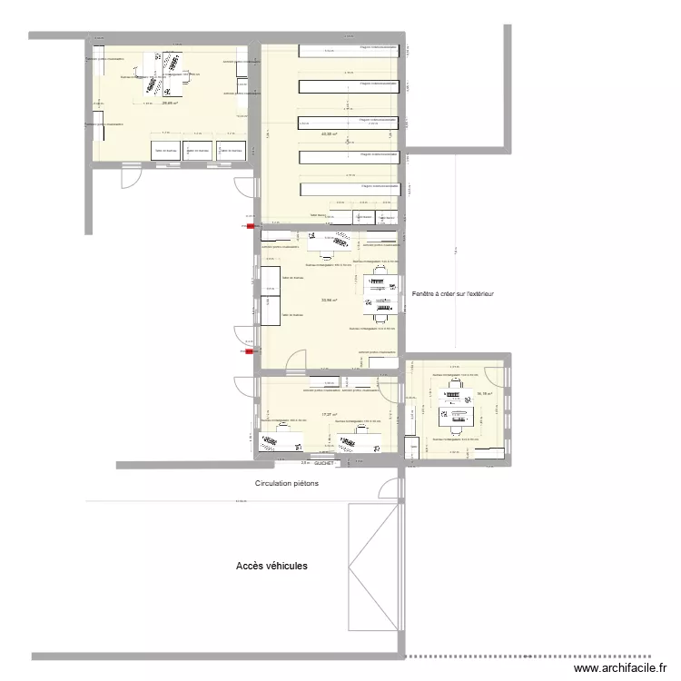 Etude 1 voltaire Bureaux. Plan de 