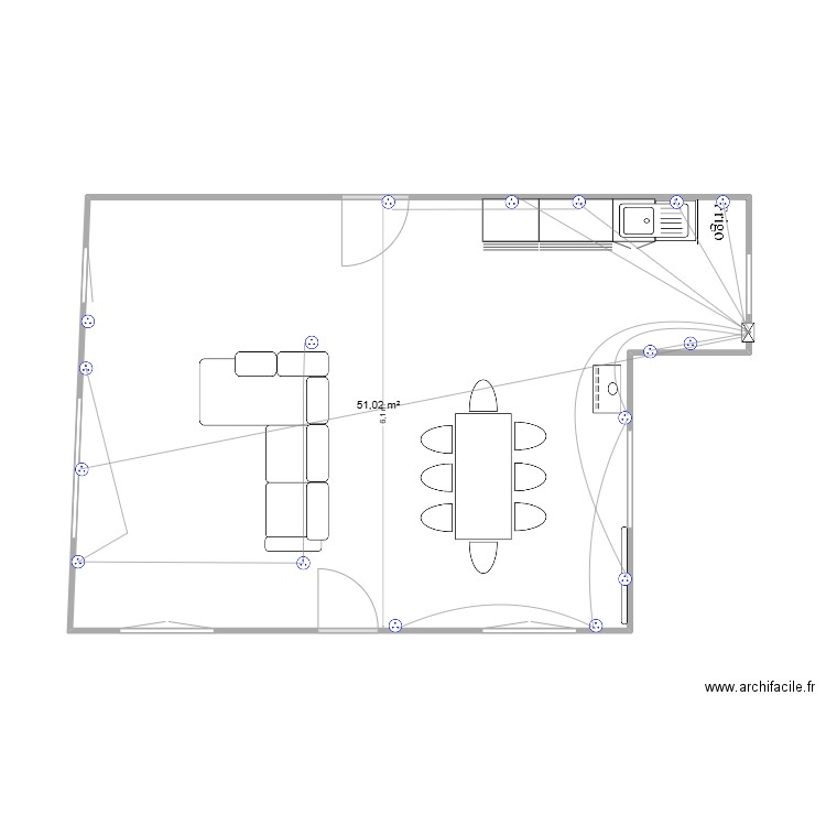 plans prises 3. Plan de 1 pièce et 51 m2